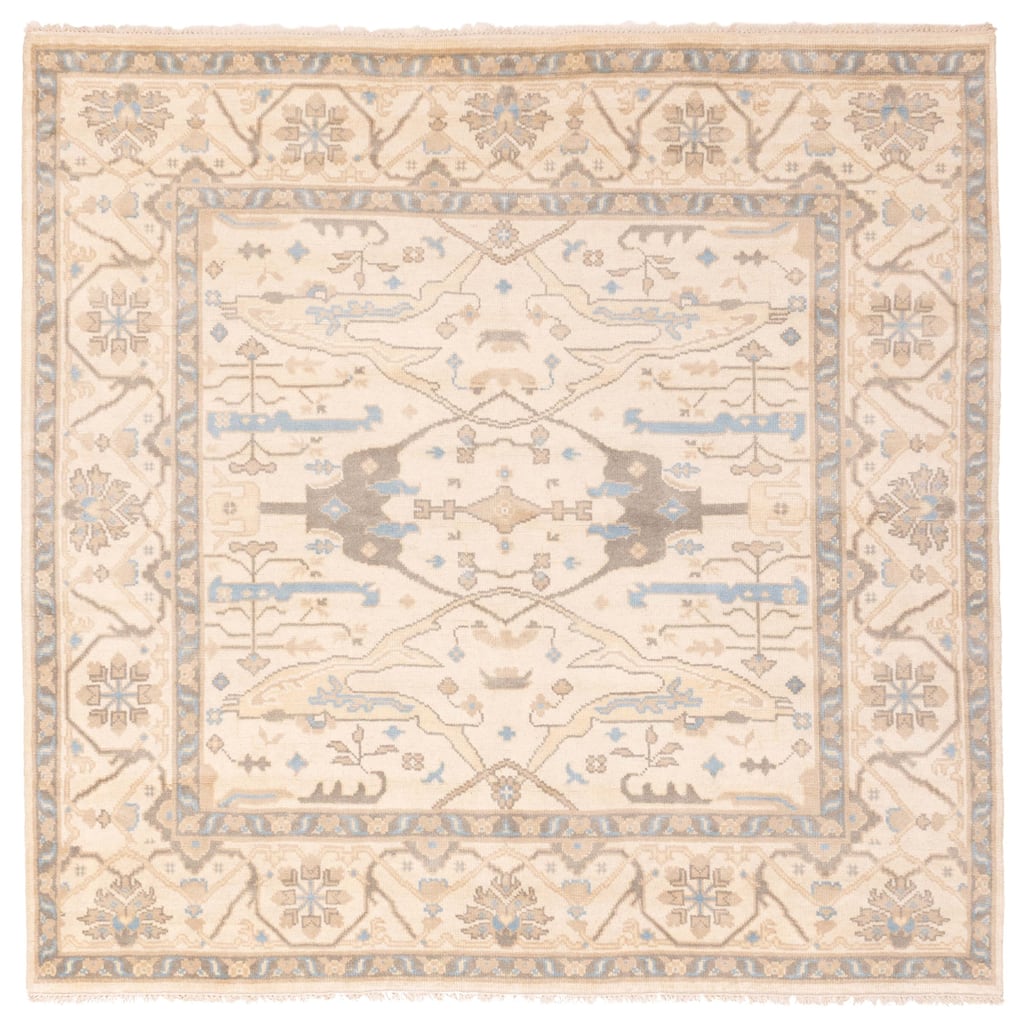 ECARPETGALLERY Hand-knotted Royal Oushak Ivory Wool Rug - 8'2 x 8'0