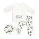 preview thumbnail 1 of 3, Baby Girls 3 Piece Lightly Quilted Hello Big World Layette Set, Cream Floral 0-3 months