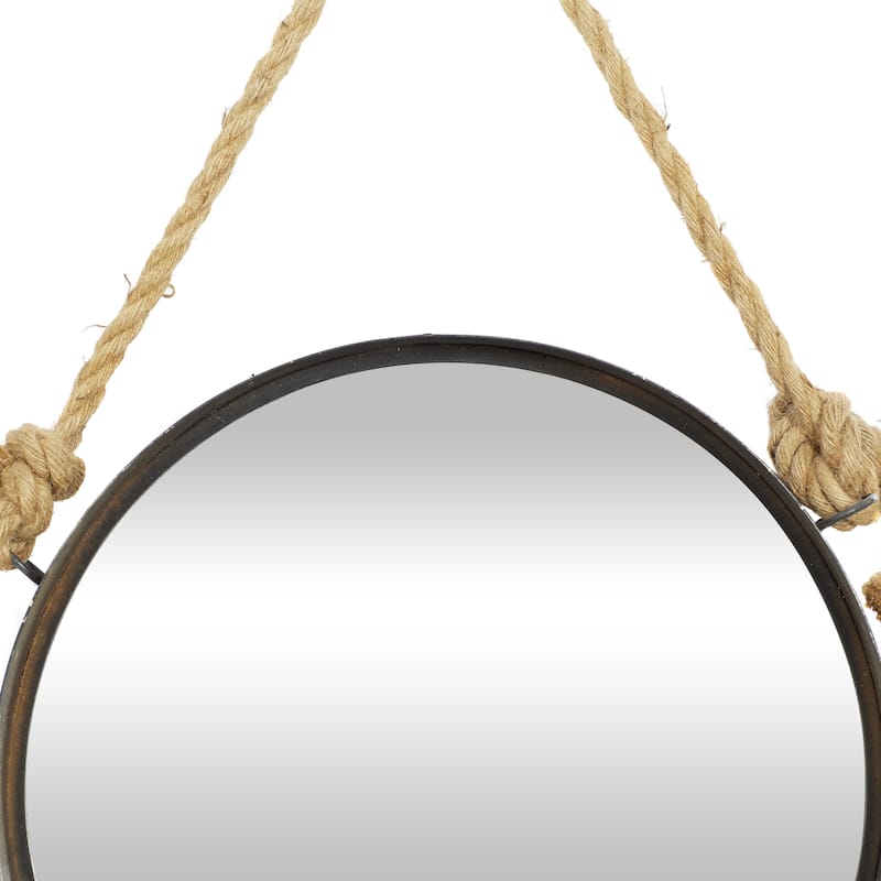 Metal Wall Mirror with Rope Accents - Set of 2 Brown - Roche River Decor