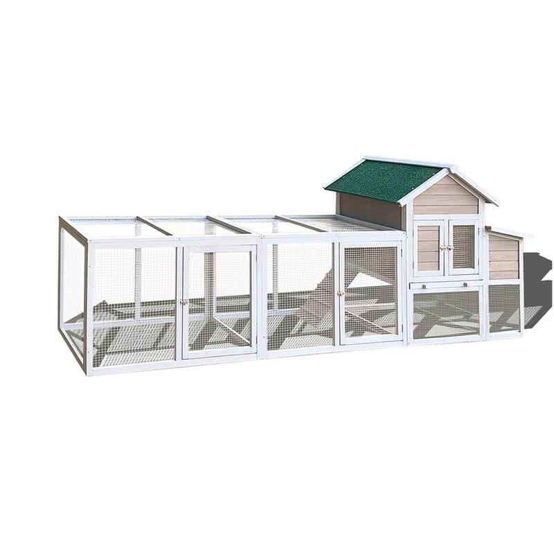 Alvana 122" Wooden Chicken Coops with Locking Nesting Boxes