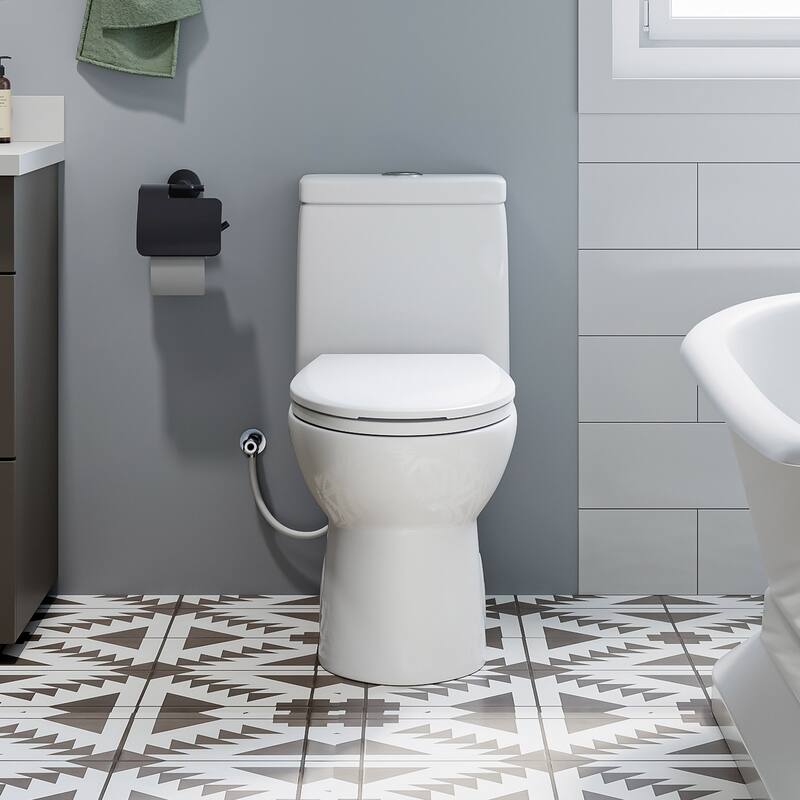 HOROW 1 Piece Dual Flush Elongated Toilet White 0.8 1.28 GPF Seat Included - N/A