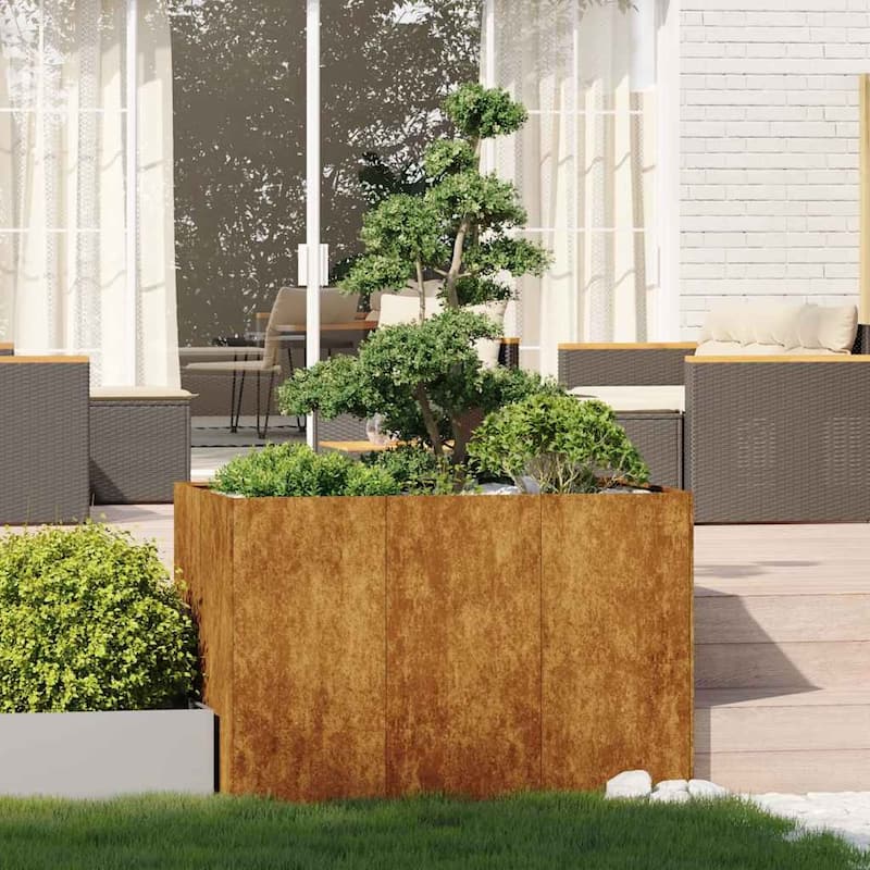 vidaXL Planter Raised Garden Bed Plant Flower Stand Rusty Weathering Steel