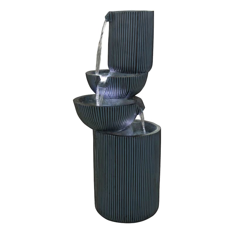 LED Hemispherical Bowl 3 Tier Outdoor Garden Water Fountain - 39.25"