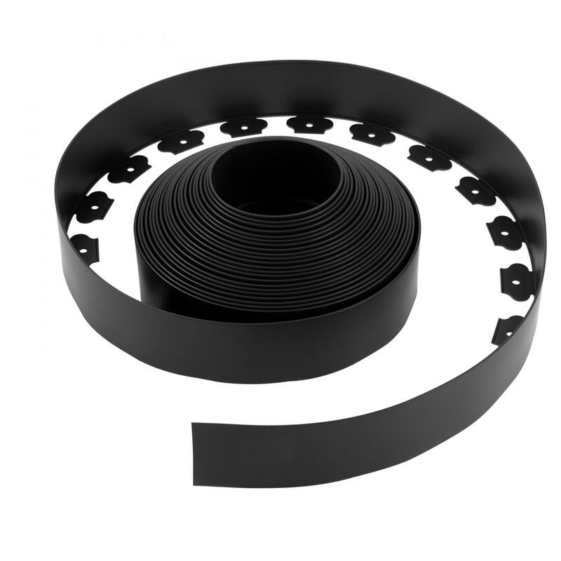 L-Shaped 66 ft Garden Edging Black Plastic with 4 in Raised Edge and Heavy-Duty Ground Stakes - 66' x 4"