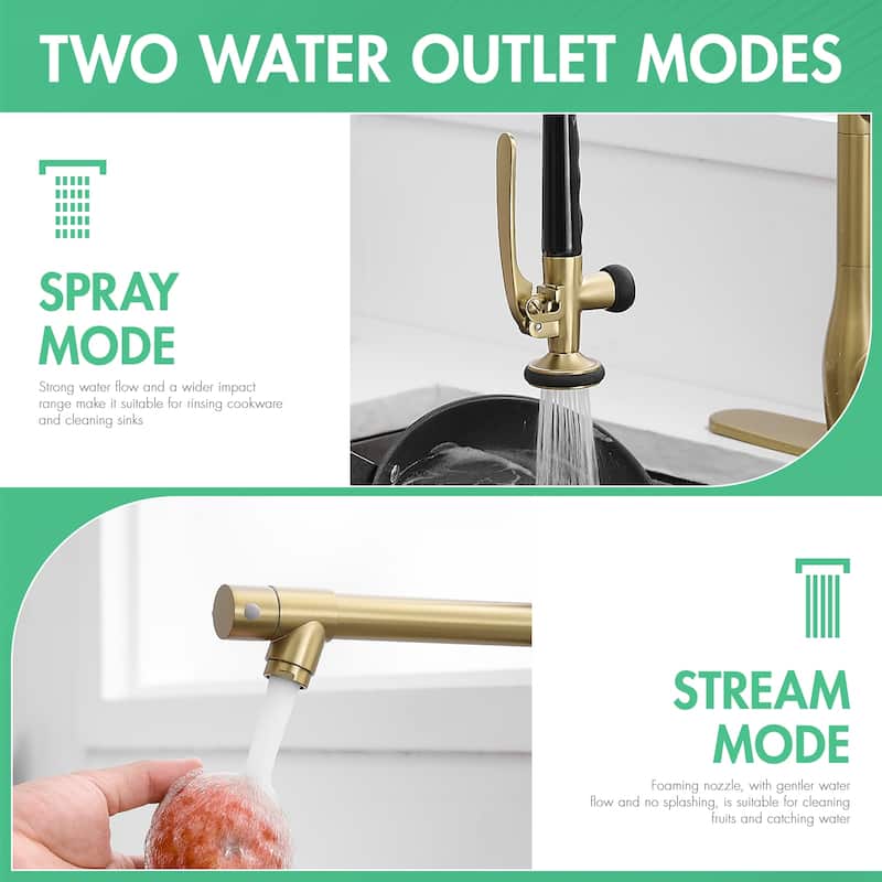Single Handle Pull Down 360 Degree Rotation Kitchen Faucet with Deckplate