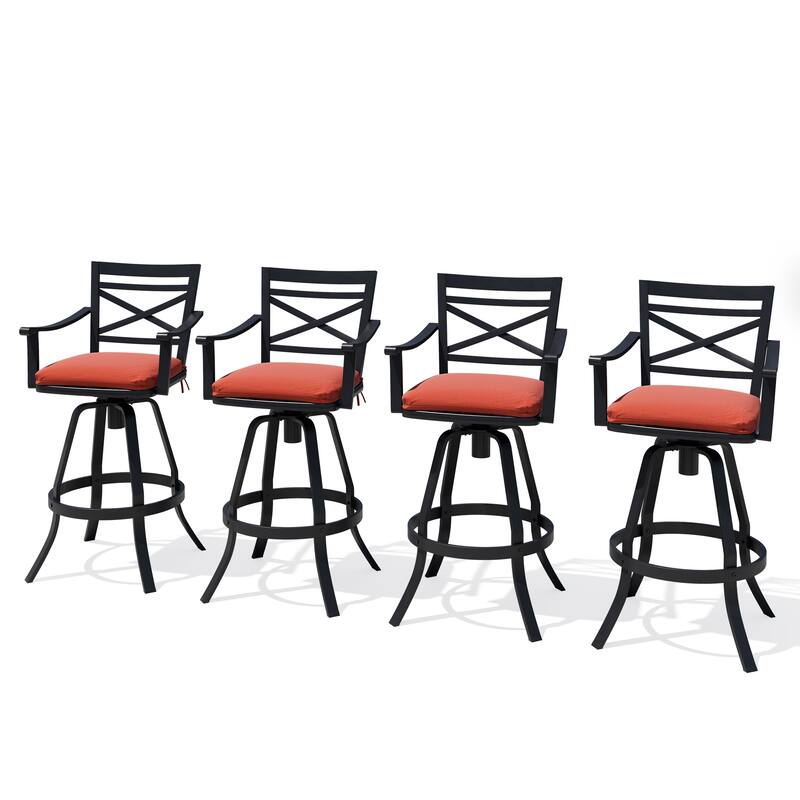 Outdoor Aluminum Swivel Bar Stools with Sunbrella Cushion