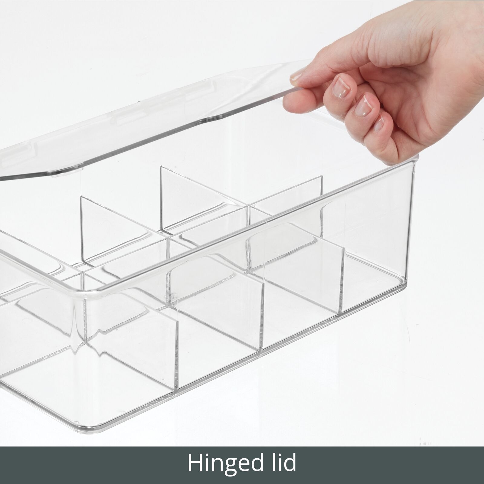 mDesign Plastic Divided First Aid Storage Box Kit with Hinge Lid - Clear