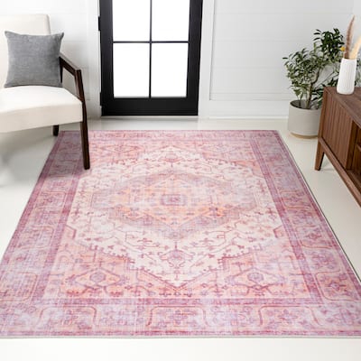 JONATHAN Y Kemer Ogee Medallion Machine Washable Area Rug