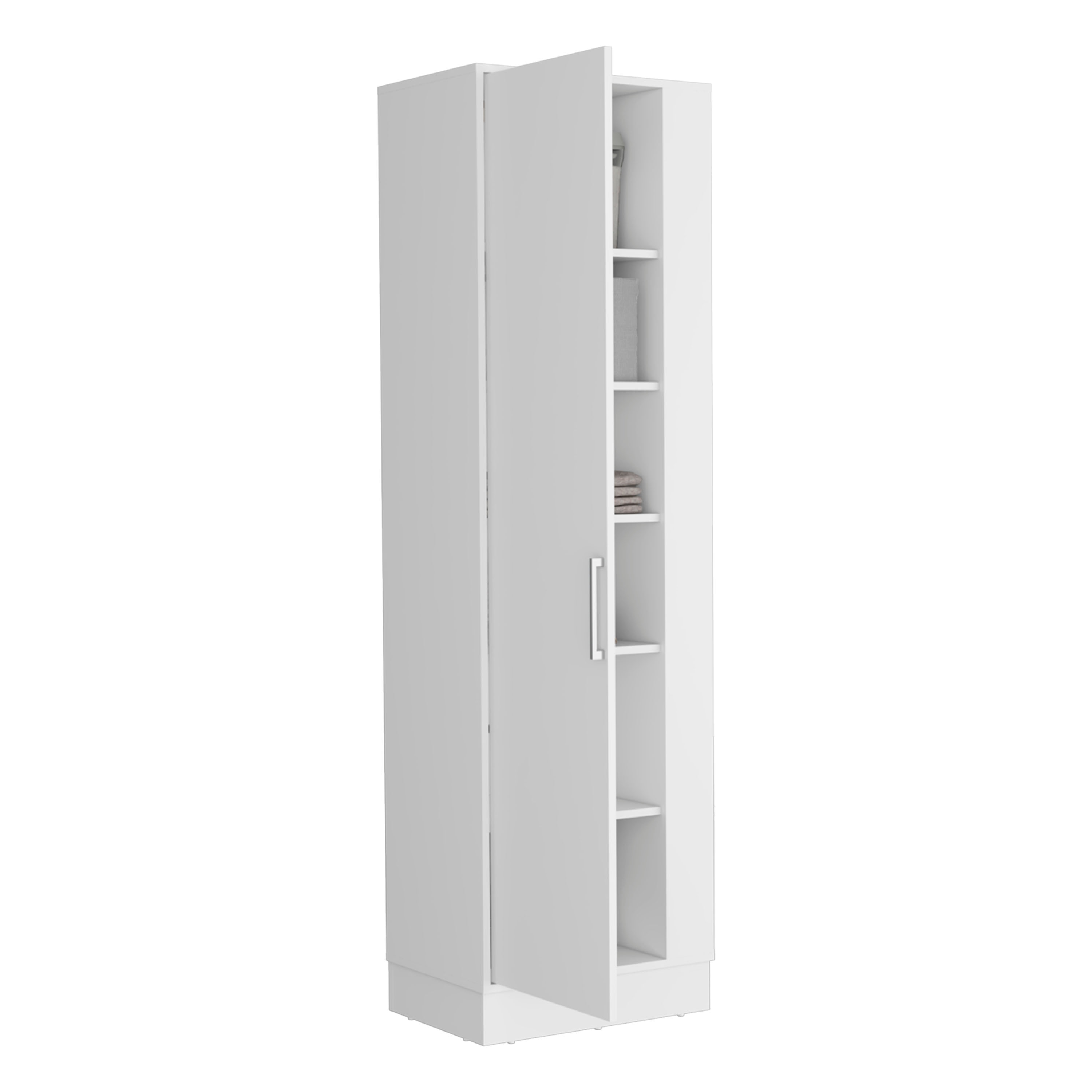 Storage Cabinet, Broom Hangers, Internal Shelves -White - On Sale