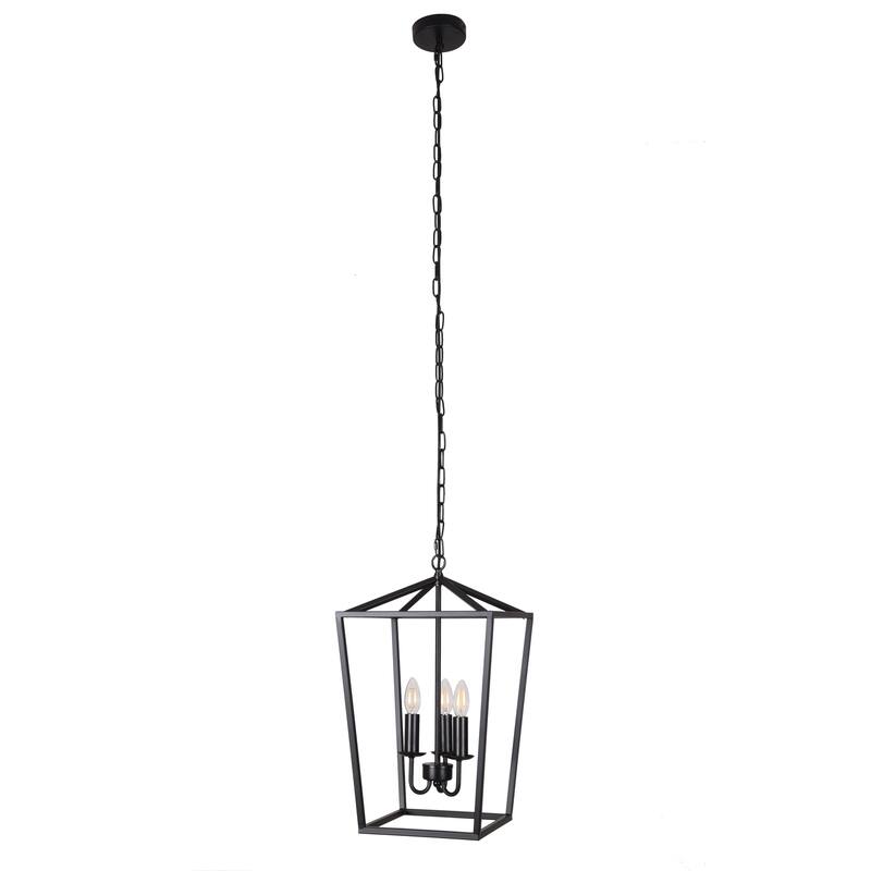 Black 3-Light Lantern Pendant - Modern Farmhouse Lighting - 18