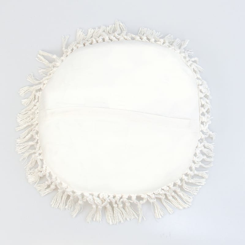 Solid Round Throw Pillow with Tassels - 18" - White
