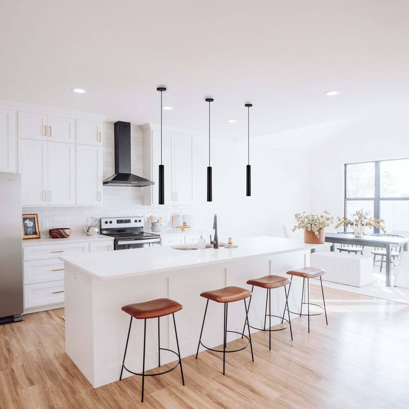 Eglo Tortoreto 15.75-inch Matte Black LED Single Tube Pendant