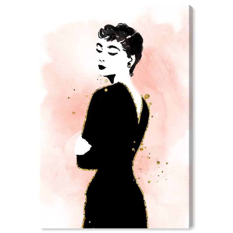 Wynwood Studio Fashion and Glam Iconic Silhouette Black and Light Pink Modern & Contemporary Wall Art Canvas Print