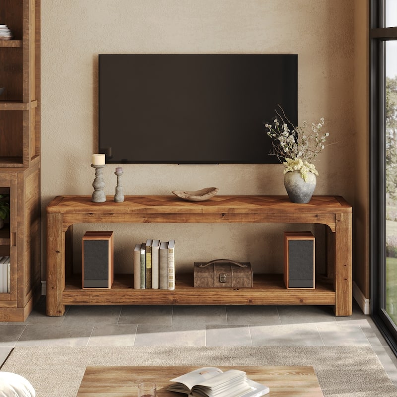 Solid Wood 63" TV Stands, Low Media Console Entertainment Center