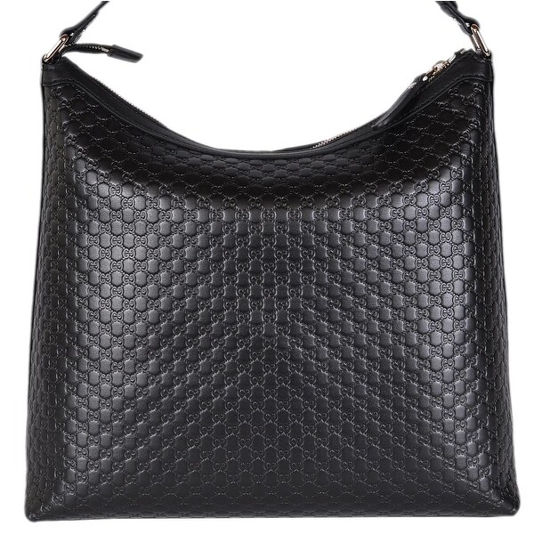 Gucci 449732 Black Micro GG Guccissima Leather Purse Hobo Handbag - 13.5" x 13" x 5.5"