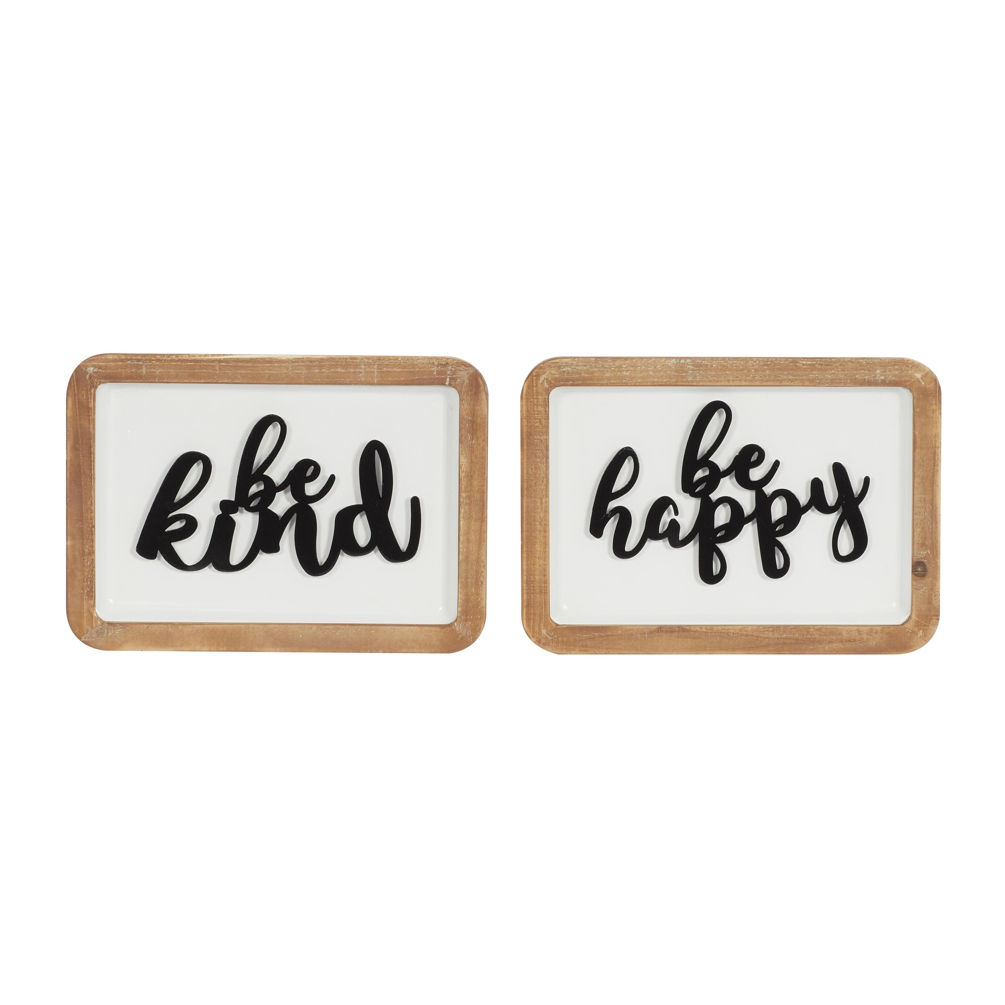 Wood Sign Wall Decor - Set of 2 White - Roche River Decor
