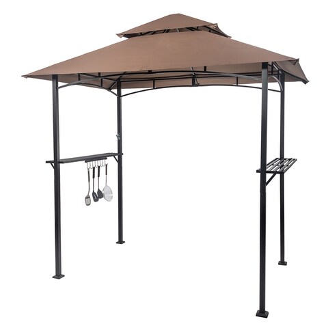 Iron Polyester Cloth Brown Top Cloth Side Bar With Hook Folding Shed