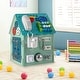 preview thumbnail 3 of 9, Montessori Play House with Sensory Games and Interior Storage Space-Blue - 13" x 13" x 18"