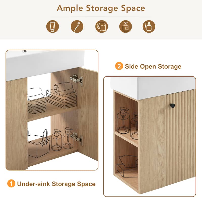 GDFStudio - Aria Wood & Ceramic Bathroom Vanity Combo Cabinet with Single Sink