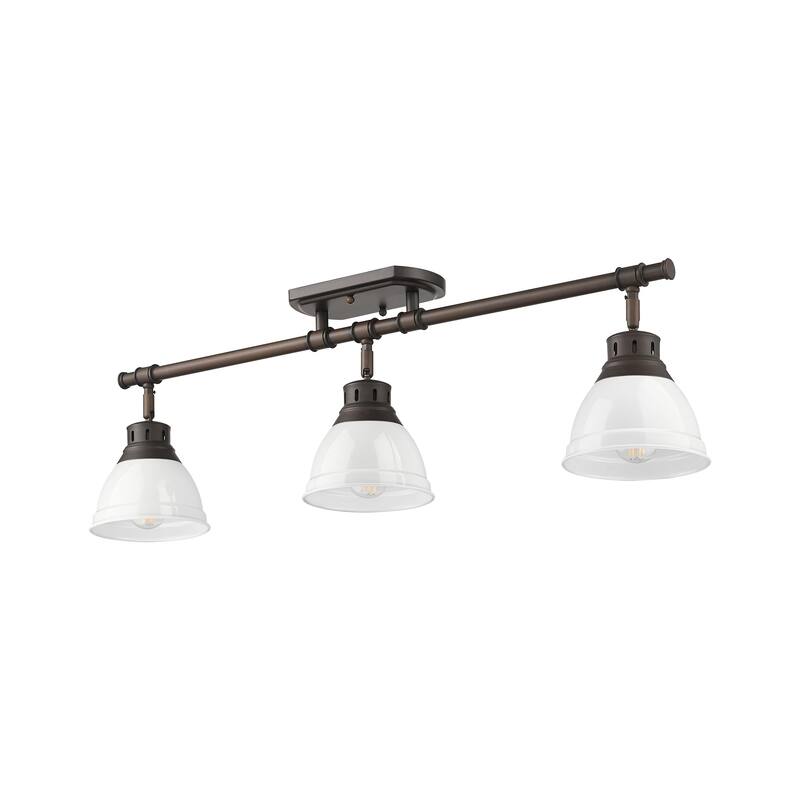 Yep by Golden Lighting Duncan 3-light Semi-Flush Mount in Rubbed Bronze and White shade - Rubbed Bronze - 3-Light Semi-flush