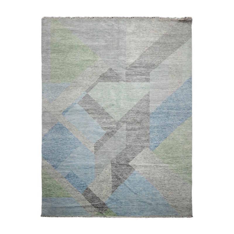 Hand Knotted Gray Tibetan Wool Modern &Contemporary Oriental Area Rug - 9' x 12'