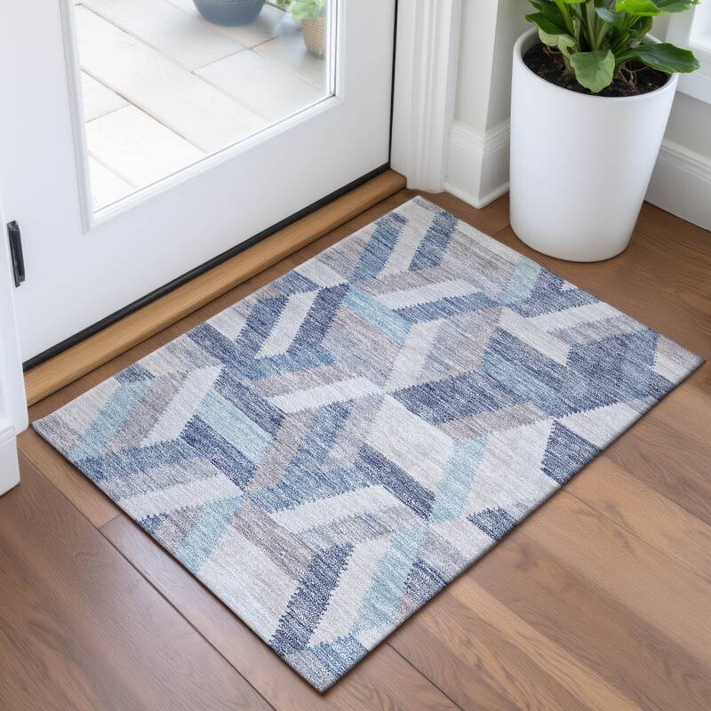 Premium Washable Super Soft Modern Cali Mayfield Rug - Denim - 1'8" x 2'6"