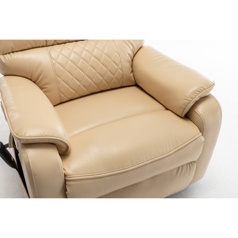 Electric Lift Recliner with Heat Massage, Ergonomic Home Theater Lounge Sofa, Recliner with USB Charging & Side Pockets