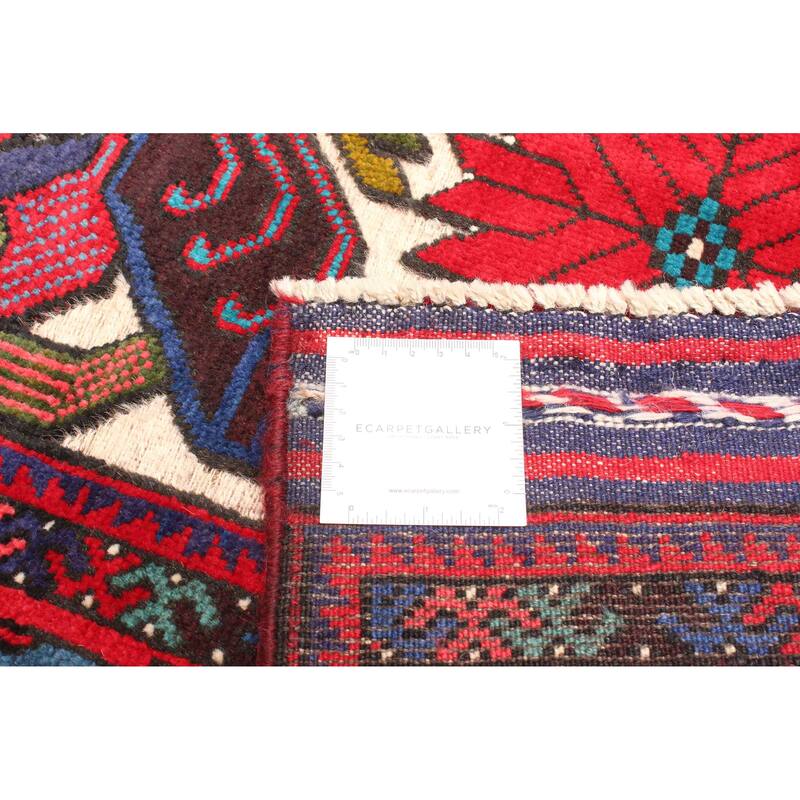 ECARPETGALLERY Hand-knotted Teimani Red Wool Rug - 3'2 x 4'11