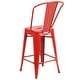 preview thumbnail 62 of 97, 24'' High Metal Indoor-Outdoor Counter Height Stool with Back