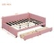 preview thumbnail 65 of 98, L-Shaped Backrest Daybed Upholstered Daybed Frame Classic Wood Slats Design with 2 Storage Drawers or Trundle, Full Size