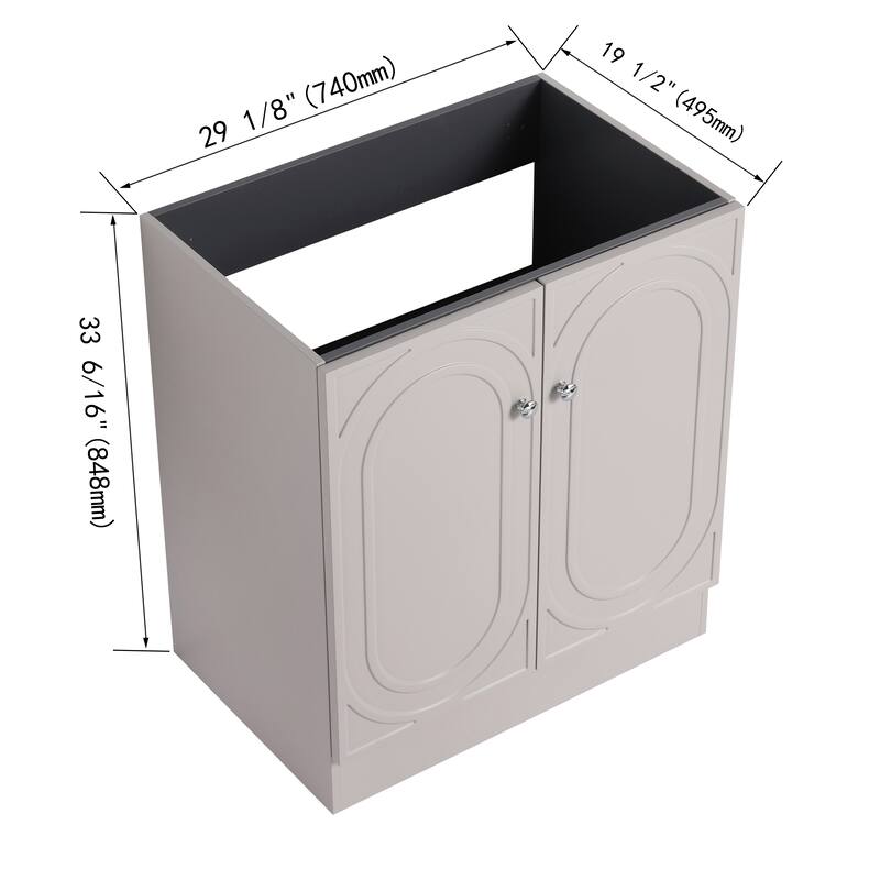 Modern 30 Inch Freestanding Bathroom Vanity Base without Sink, Storage Cabinet with Soft-Close Doors and Adjustable Shelves