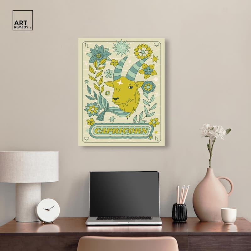 Capricorn Stars Card Canvas by Art Remedy, Gallery Wrapped