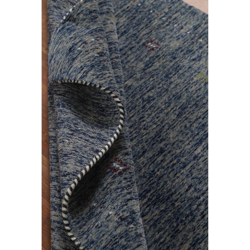 Hand Knotted Oriental 100% Wool Carpet Tribal Stripe Navy Blue & Blues Gabbeh Area Rug - 5' 10'' X 4' 0''