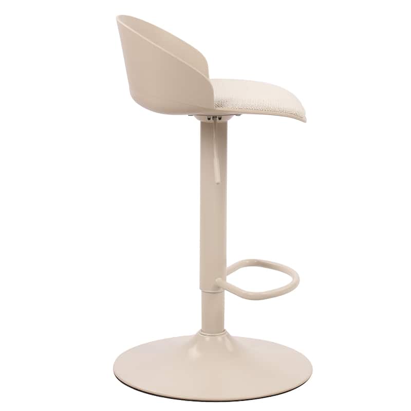 Contemporary Metal and Fabric Adjustable Air-Lift Stool, Set of 2