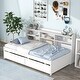 preview thumbnail 2 of 6, Twin Size Storage Bed with Side Bookcase and 2 Drawers - White