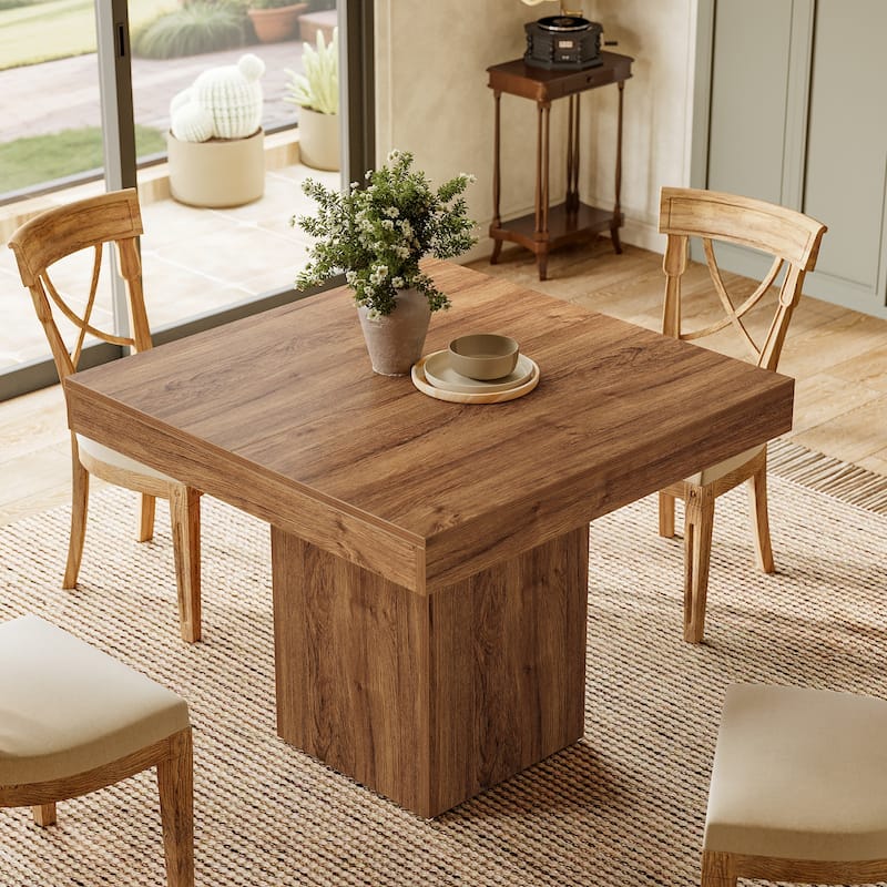 39" Farmhouse Small Square Kitchen Dining Table for 4 - 39" W x 39" D x 31.5" H