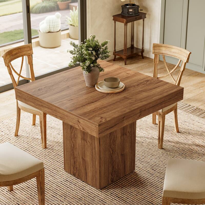 39" Farmhouse Square Pedestal Dining Table for Dining Room/ Kitchen - 39" W x 39" D x 31.5" H