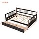 preview thumbnail 14 of 25, Full Size Solid Wood Frame Daybed Wood Bed with Two Drawers and Three Sides Rails,Easy Assemble