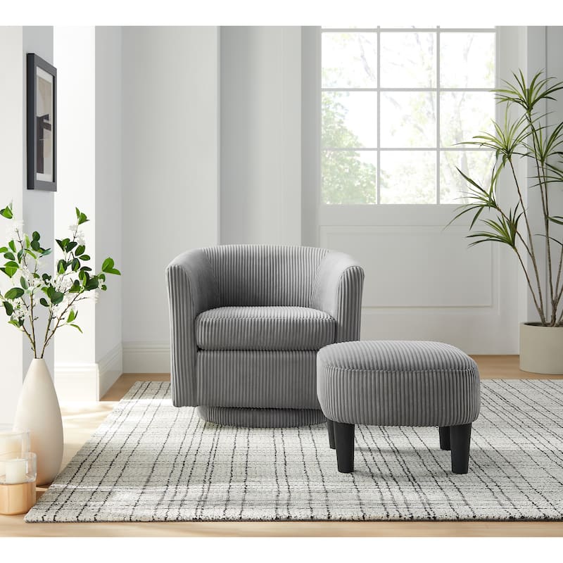 26.38" Swivel Arm Chair with Ottoman