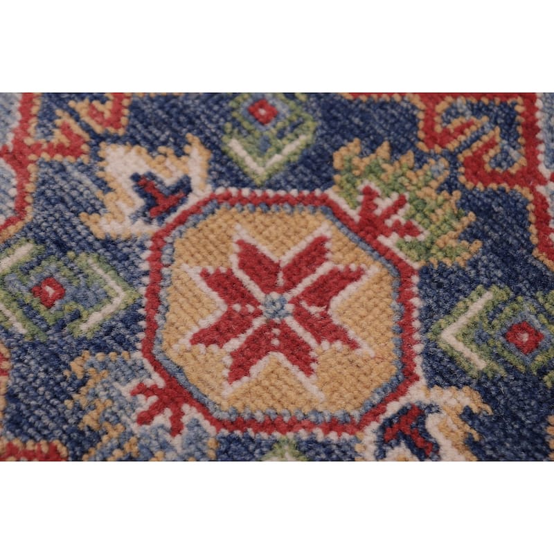 Rustic Kazak Isla Light Blue/Beige Wool Runner - 2'8'' x 9'6''
