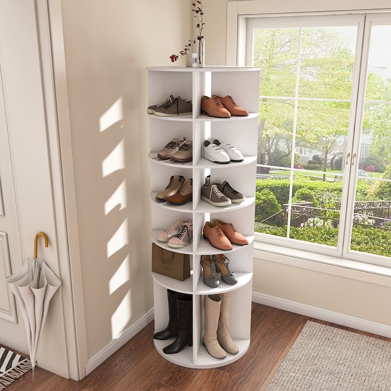 Rotating Shoe Rack Tower, 6-Tier Spinning Shoe Rack, Free Standing 360 Revolving Shoe Organizer