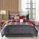 preview thumbnail 24 of 29, Madison Park Pioneer 7-piece Herringbone Comforter Set Red - California King