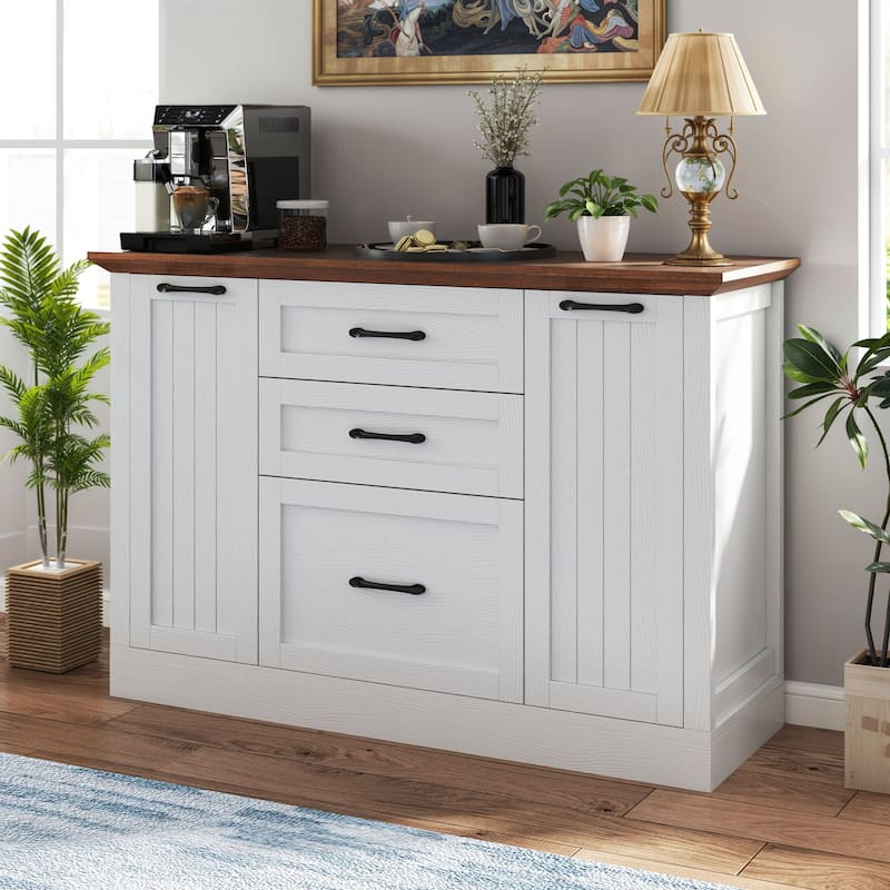 Moasis 47" Farmhouse Buffet Cabinet Sideboard with Storage and 5 Drawers