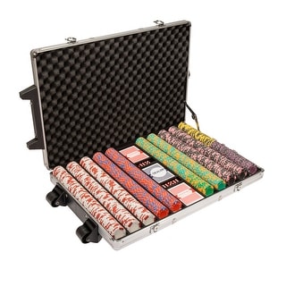1000ct Rolling Aluminum Case Crown & Dice Poker Chip Set - Silver