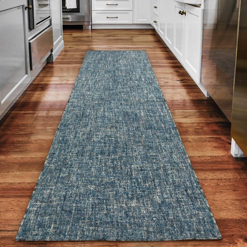 Addison Winslow Active Solid Wool and Viscose Area Rug - 2'3" x 7'6" - Grey/Blue/Off-White