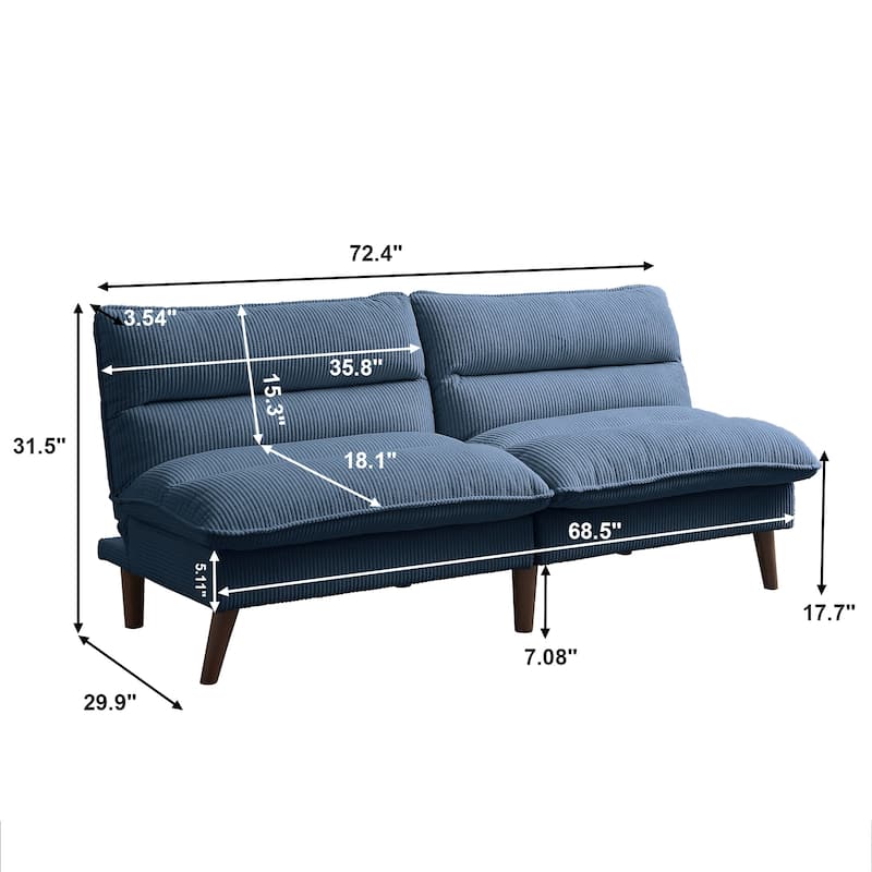 Cordury Armless Futon Sofa Bed