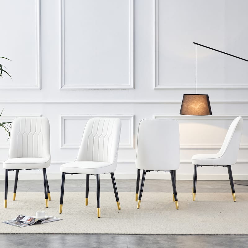 Modern PU Leather Dining Chair ,Set of 4 - White