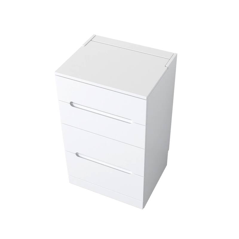 Vanity Desk with Flip Top Lighted Mirror, Compact Dressing Table Set, Small Makeup Vanity with Glass Desktop & 3 Drawers