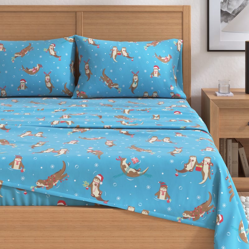 Linery & Co. Christmas Turkish Cotton Double-Brushed Flannel Bed Sheet Set