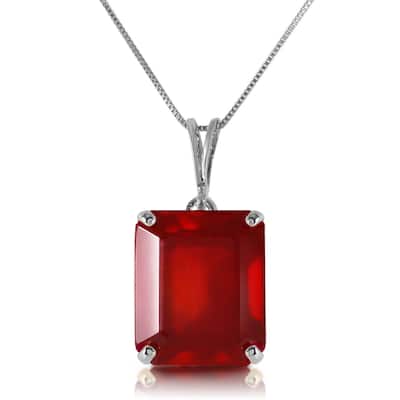 6.5 Carat 14K Solid Gold Gemstone Necklace Octagon Natural Ruby